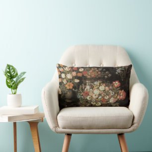 Coussin Rectangle Fleurs de nature morte, floral baroque vintage
