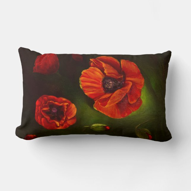 Coussin Rectangle Fleurs de pavot (Recto)