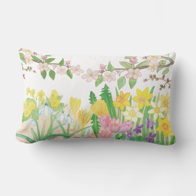 Coussin Rectangle Fleurs de printemps (Recto)
