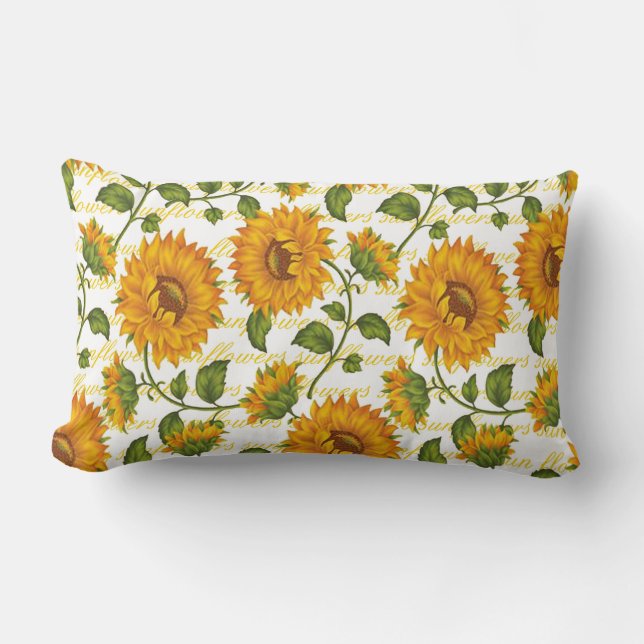 Coussin Rectangle Fleurs de soleil et texte (Recto)