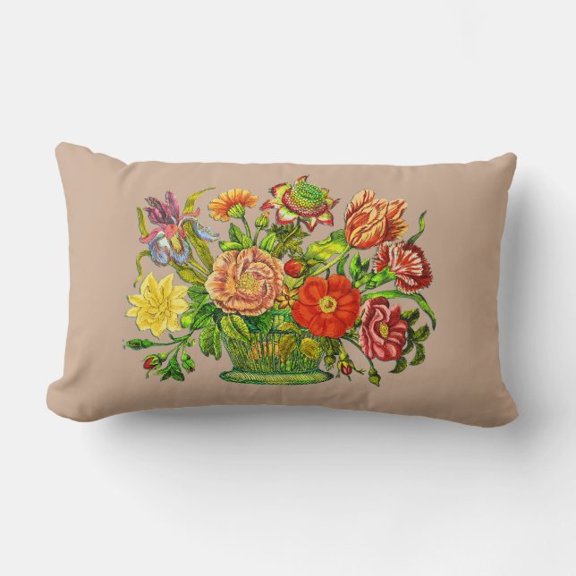 Coussin Rectangle Fleurs d'été dans une corbeille, Arrière - plan be (Recto)