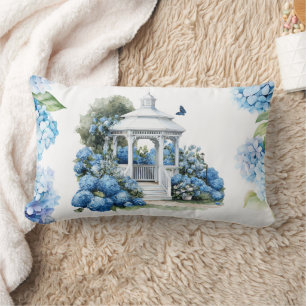 Coussin Rectangle Fleurs d'hortensia aquarelle