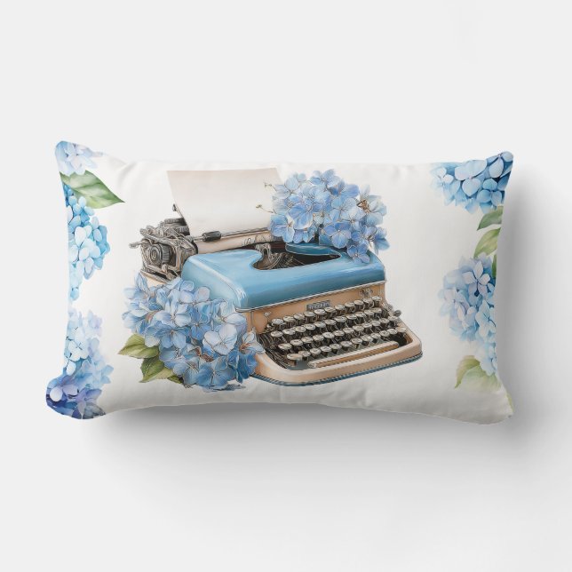 Coussin Rectangle Fleurs d'hortensia aquarelle (Recto)