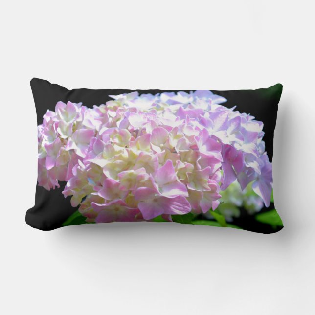 Coussin Rectangle Fleurs d'hydrangée violette rose doux (Recto)