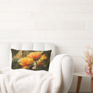 Coussin Rectangle Fleurs d'or et papillon