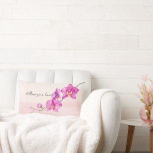 Coussin Rectangle Fleurs d'orchidées roses
