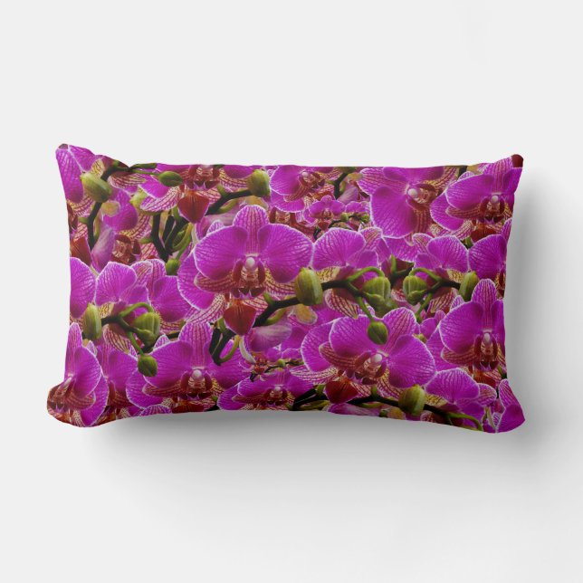 Coussin Rectangle Fleurs d'orchidées roses chaudes, (Recto)