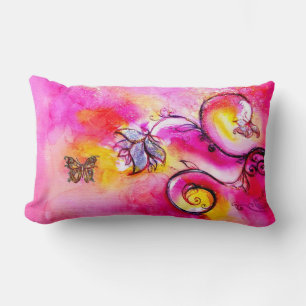 COUSSIN RECTANGLE FLEURS ET BUTTERFLITS BLANCS