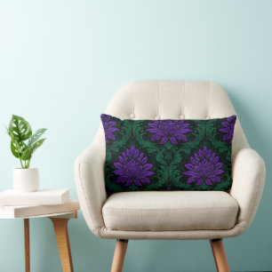 COUSSIN RECTANGLE FLEURS ET FEUILLES ORNÉES DE HALLOWEEN VIOLETTES E