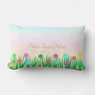 Coussin Rectangle Fleurs et Plantes d'herbe verte
