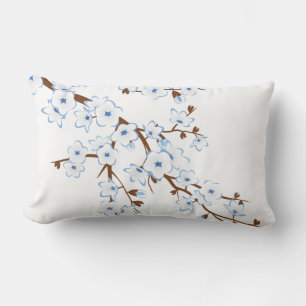 Coussin Rectangle Fleurs florales de cerisiers Bleu Blanc