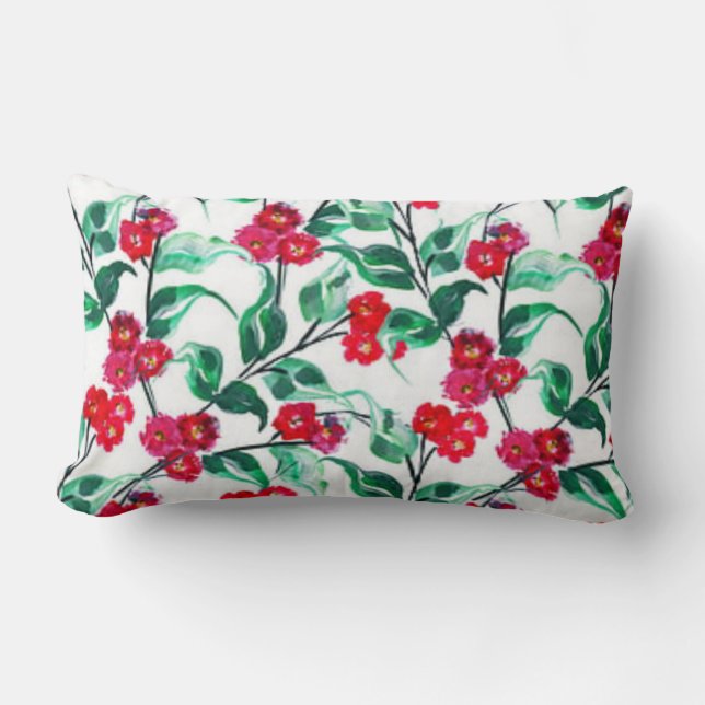 Coussin Rectangle Fleurs florales en rouge Motif-56698 (Recto)