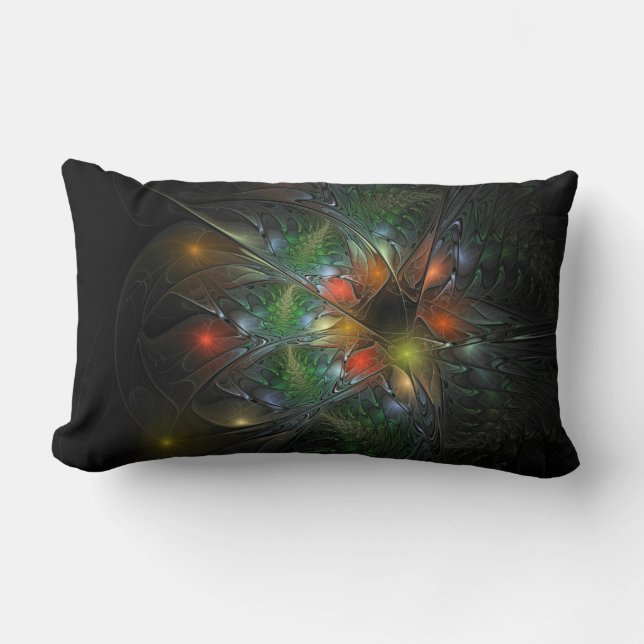 Coussin Rectangle Fleurs imaginaires fractales douces et tendres (Recto)