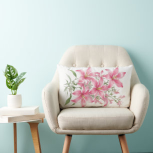 Coussin Rectangle Fleurs Lys Roses