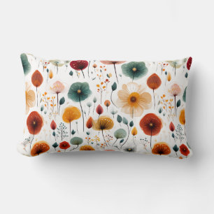 Coussin Rectangle Fleurs Minimalistes Rouge Vert Jaune Orange Violet