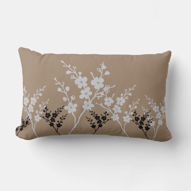 Coussin Rectangle Fleurs Motif noir et blanc (Recto)