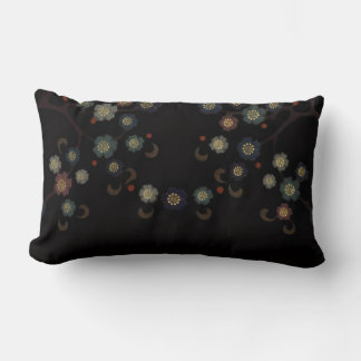 Coussin Rectangle Fleurs multicolores sur fond noir