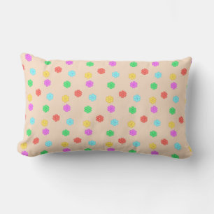 Coussin Rectangle Fleurs multicolores tendance sur corail