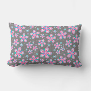 Coussin Rectangle Fleurs Paisley Pink Retro 60s