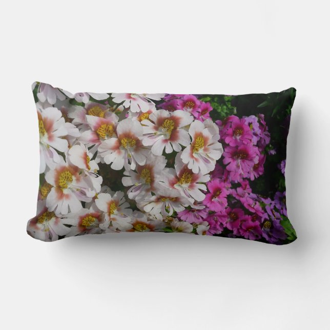 Coussin Rectangle Fleurs papillon rose blanc et violet (Recto)