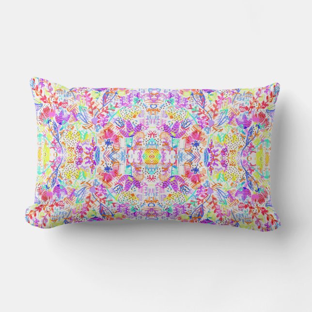 Coussin Rectangle Fleurs pastel abstraites (Recto)