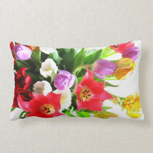 Coussin Rectangle Fleurs romantiques de tulipes de ressort
