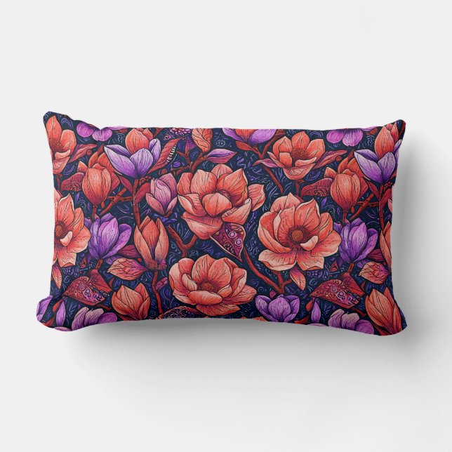 Coussin Rectangle Fleurs roses (Recto)