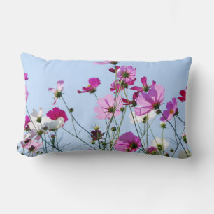 Coussin Rectangle Fleurs roses et violettes jolies photo de prairie