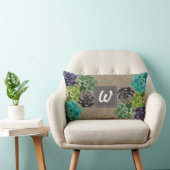 Coussin Rectangle Fleurs Succulentes Burlap - Personnalisé (Chaise)