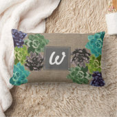 Coussin Rectangle Fleurs Succulentes Burlap - Personnalisé (Couverture)