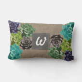 Coussin Rectangle Fleurs Succulentes Burlap - Personnalisé (Verso)