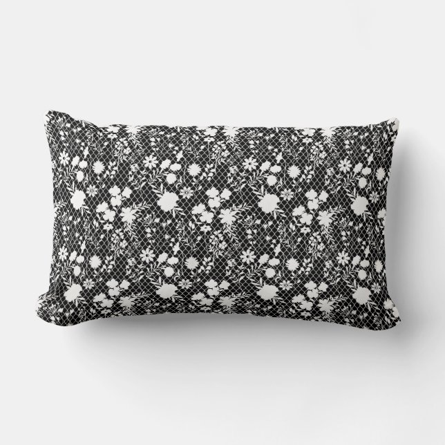 Coussin Rectangle Fleurs sur net 01.bx4 Black BG (Recto)