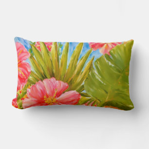 Coussin Rectangle Fleurs tropicales, palmiers, Hawaii