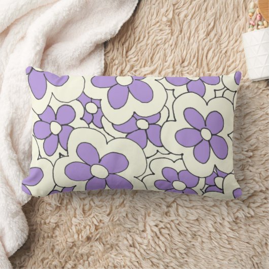 Coussin Rectangle Fleurs violettes sur crème (Couverture)