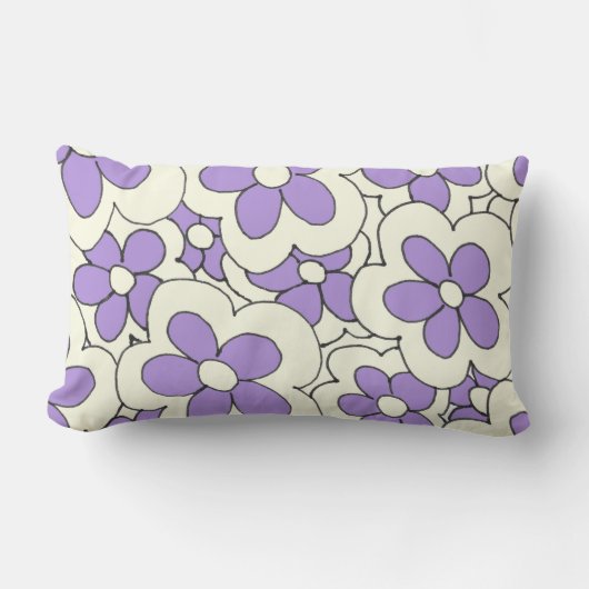 Coussin Rectangle Fleurs violettes sur crème (Recto)