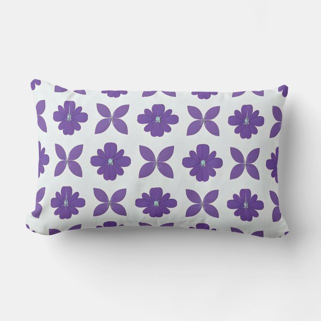 Coussin Rectangle Fleurs violettes sur fond clair (Recto)