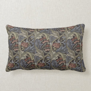 Coussin Rectangle Floral bleu rose Vintage William Morris Bluebell