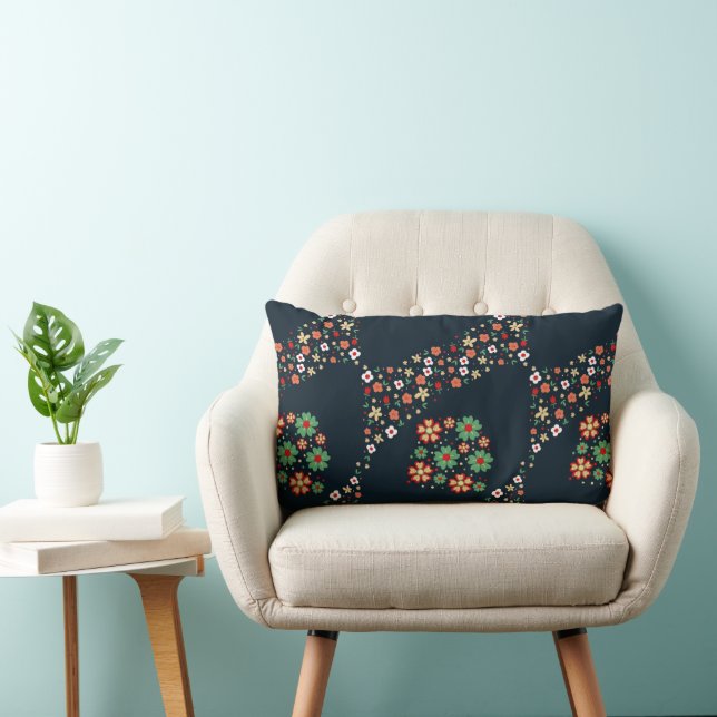 Coussin Rectangle Floral contemporain moderne (Chaise)
