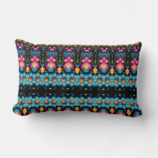 Coussin Rectangle Floral Folk Art Moderne (Recto)