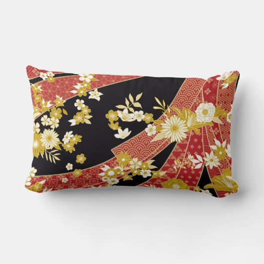 Coussin Rectangle Floral Mix Kimono Pattern (Verso)