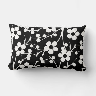 Coussin Rectangle Floral noir et blanc