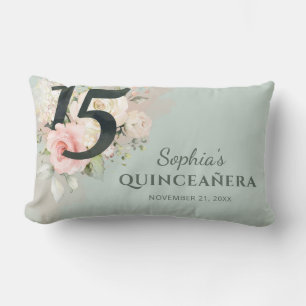 Coussin Rectangle Floral Quinceanera 15e fête d'anniversaire
