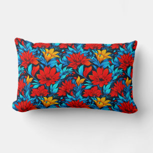 Coussin Rectangle Floral Rouge jaune Fleurs Motif-13075
