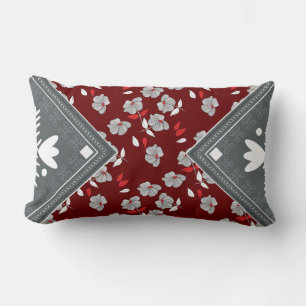 Coussin Rectangle Flore de Bandannas gris