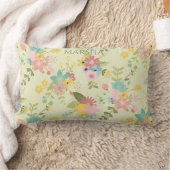 Coussin Rectangle Flore vert rose jaune personnalisée (Couverture)