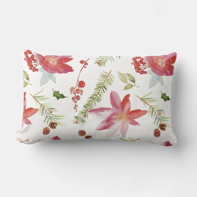 Coussin Rectangle Flores vintages de Noël (Recto)