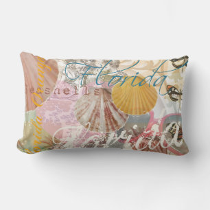 Coussin Rectangle Floride Vintage Travel Beach Seashell Shell Art