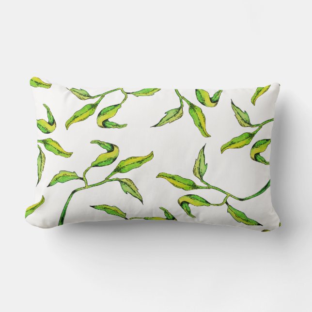 Coussin Rectangle Foliage d'aquarelle de printemps brillant (Recto)