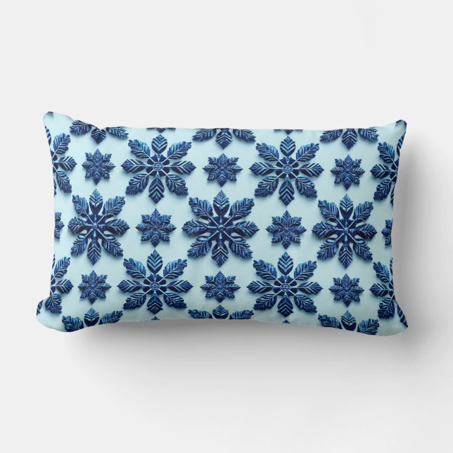 Coussin Rectangle Fond à motif flocon de neige bleu (Recto)