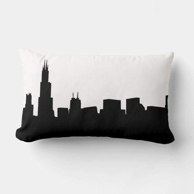 Coussin Rectangle Fond DIY silhouette de Chicago (Recto)
